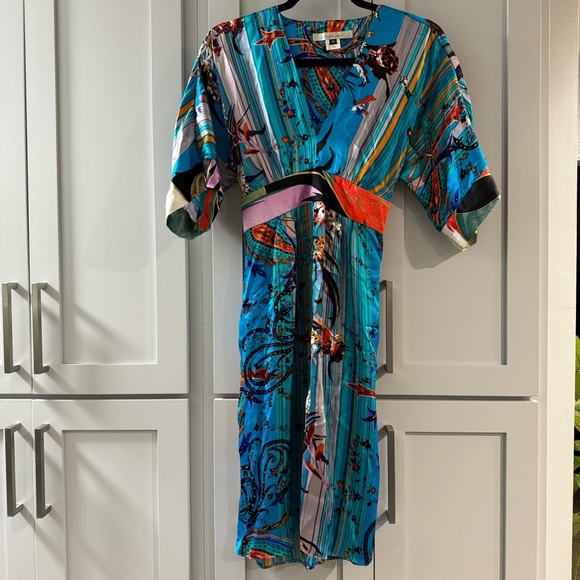 Vintage Colorful Silk Kimono-style Dress by Single Dress - Picture 1 of 4